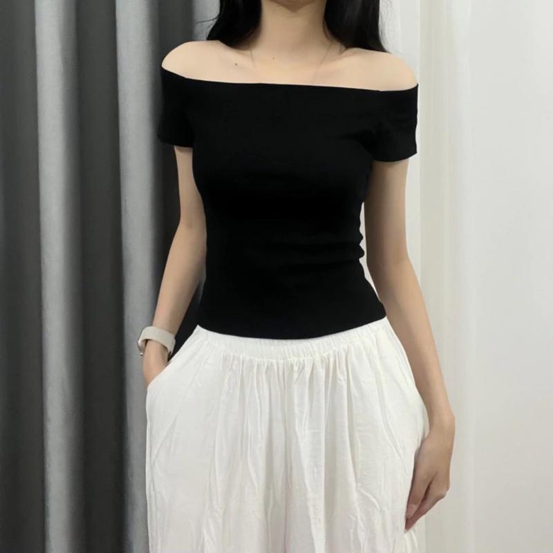 Product Introduction of Áo trễ vai cộc tay body cotton co giãn A55 basic. 3