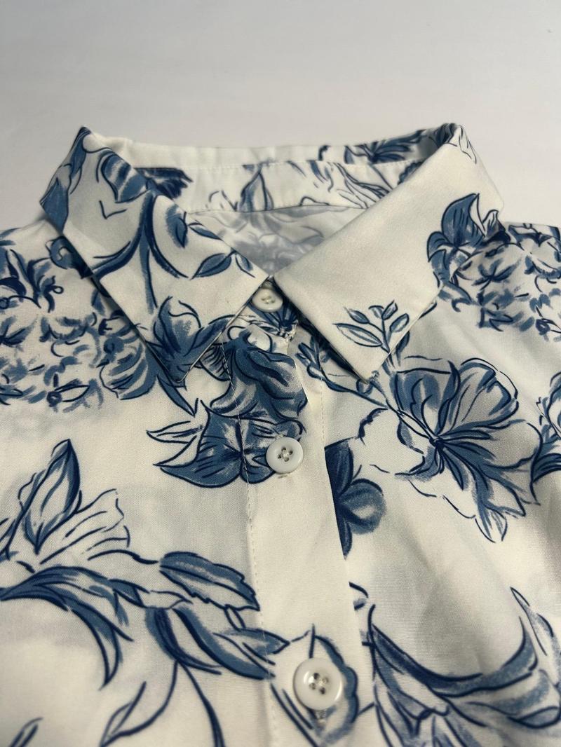 Product Introduction of Women's Ditsy Floral Print Button Front Ruffle Hem Dress, Boho Fashion Casual Collared Long Dress for Daily Holiday Vacation Wear, Ladies Dress for Summer, Holiday Dresses 7