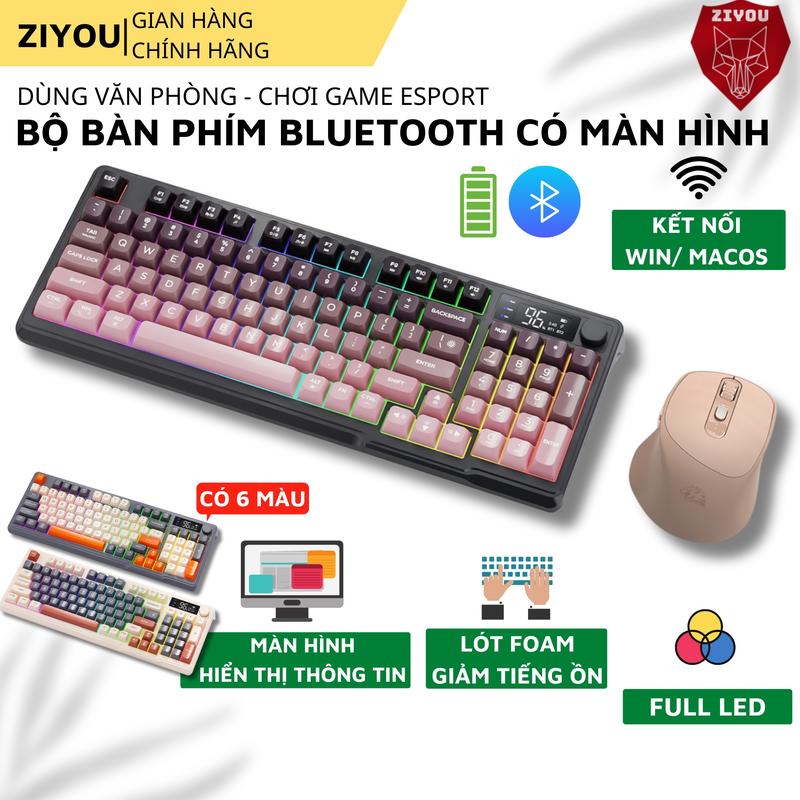 Bộ Bàn Phím Không Dây Ziyou M96 + Chuột X7 - LED 7 Màu, Kết Nối 2 Chế Độ, Pin 3000mAh, DPI 4000, Thiết Kế Công Thái Học