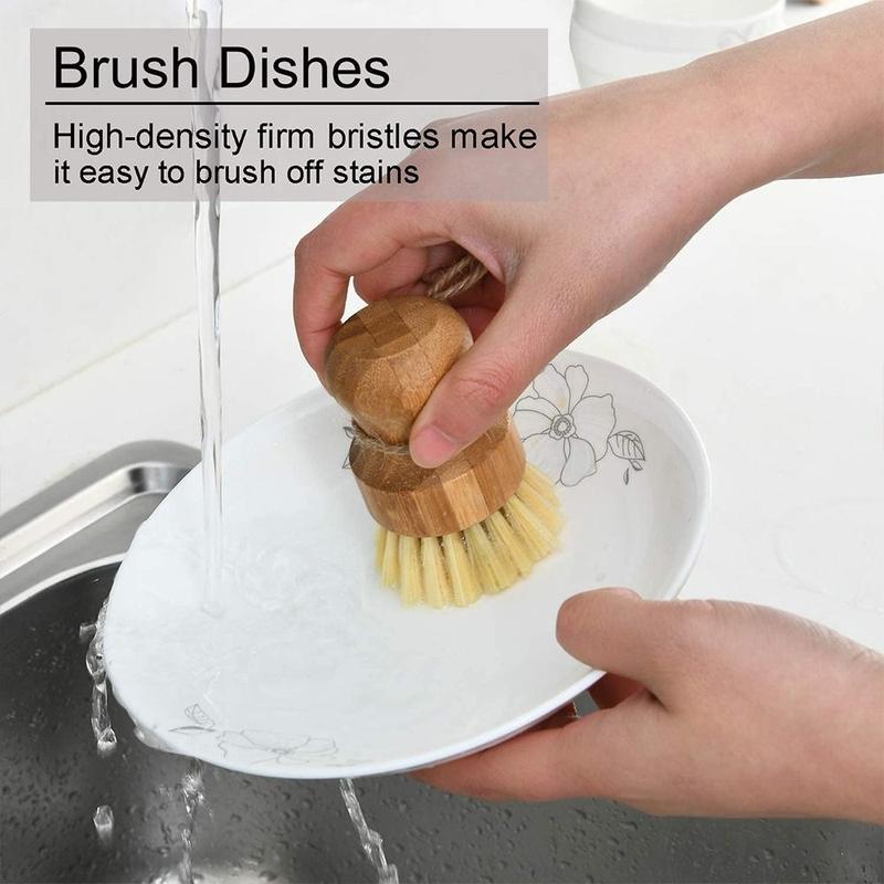 haesdo Household Pot Pan Scrubber Cleaner Rust Pot Net Brus Palm Pot Brush Dish Washing Brush Bamboo Dish Scrub Brushes 6