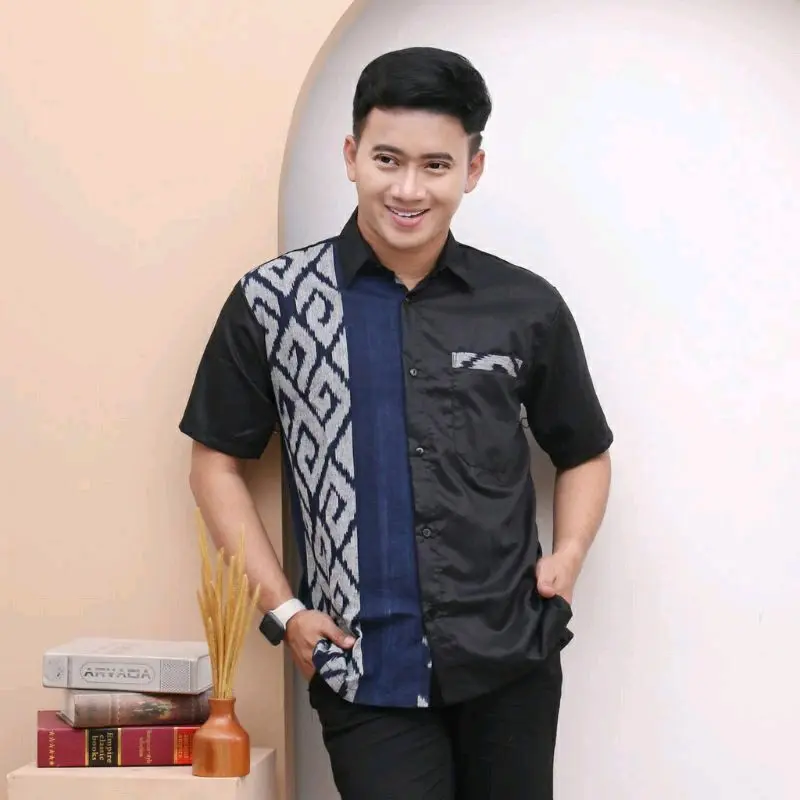 kemeja tenun pria kemeja pria lengan pendek Baju lengan Panjang kemeja Kain tenun 1
