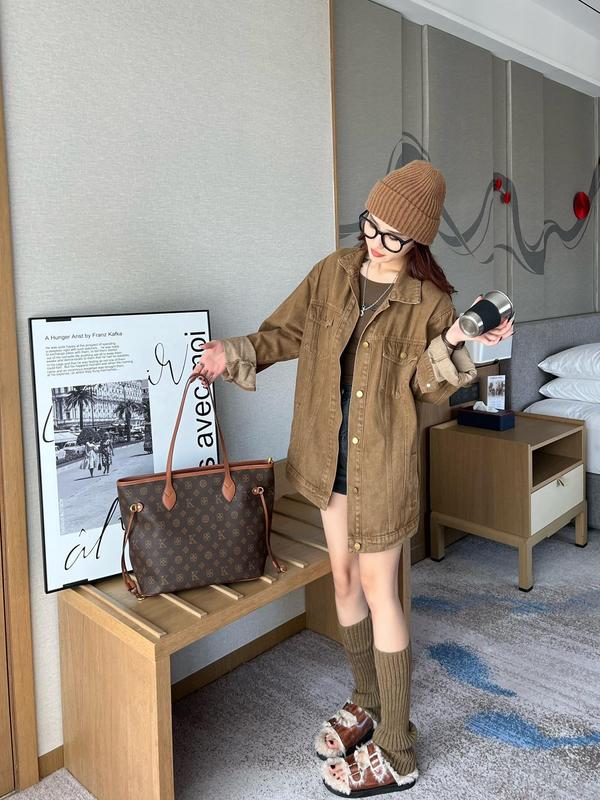 6370 Túi xách Da mềm UK neverfull đeo vai trẻ trung - Màu nâu - Phù hợp cho đi làm đi chơi đi công việc - Bảo hành 1 năm về da Bag Tote