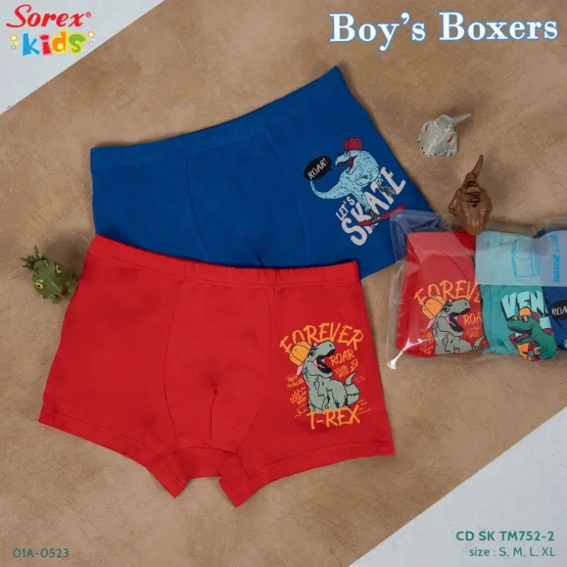 Sorex Kids Boxer Anak Laki Laki | Celana Dalam Anak Cowok Model Segi Empat / CD Anak Laki Laki  Sorex Kids SK TM 703,752 Fashion boxer  laki 12–15 tahun boxer  anak 4