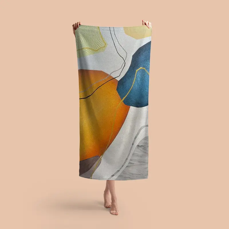 Abstract Geometric Pattern Beach Towel, 1 Count Quick Drying Lightweight Beach Towel, Soft Absorbent Towel for Swimming Pool, Yoga, Camping 8