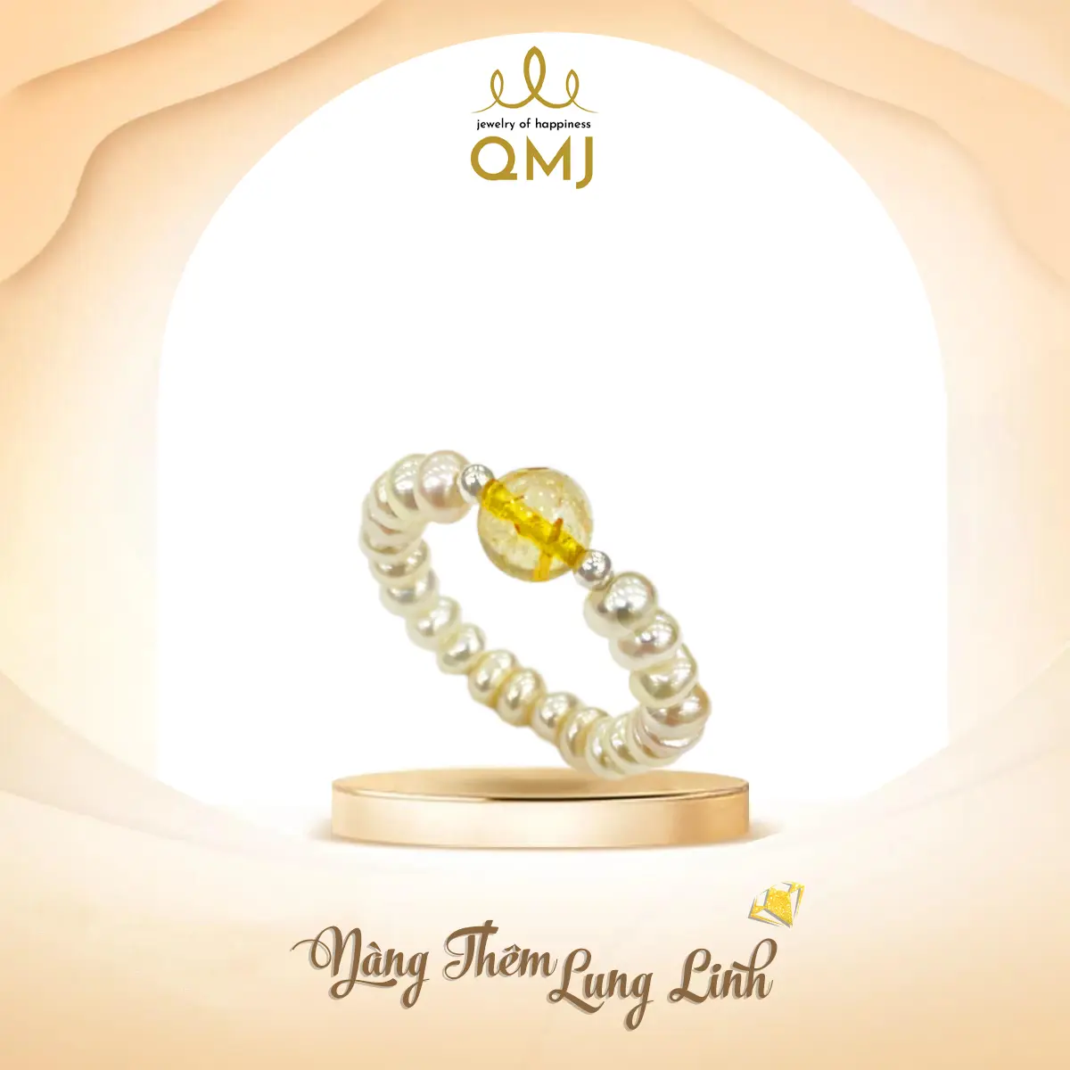 QMJ STORE - Q14 Nhẫn MỸ NHÂN NGƯ ngọc nuôi nước ngọt size ngọc mini 3li dây chun co dãn