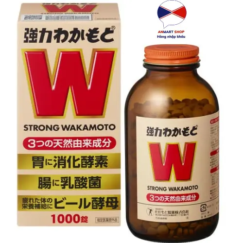 Viên uống hỗ trợ điều trị bệnh dạ dày và tiêu hóa tốt Strong Wakamoto Nhật Bản hộp 1000 viên hàng chính hãng