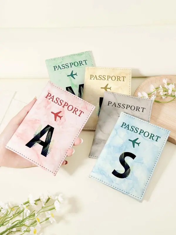 Letter Pattern Passport Case, Lightweight & Portable Passport Holder, Multi-functional Passport Cover, Travel Accessories for Men & Women 4