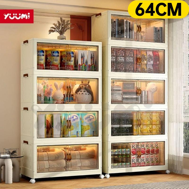 Yuumi Cửa Nam Châm Trong Suốt Cao Cấp 64cm Vàng Kem Tủ Nhựa Tủ QuầN ÁO HộP ĐựNg Đồ Tủ BếP Tủ ĐựNg Đồ