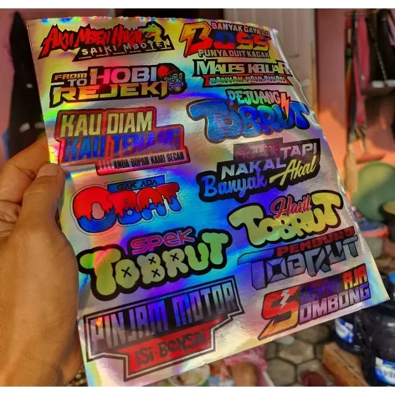 (COD 13 PCS) STIKER HOLOGRAM TOBRUT STICKER RACING STICKER KATA-KATA STICKER TOBRUT VIRAL STICKER VIRAL TERKINI 0