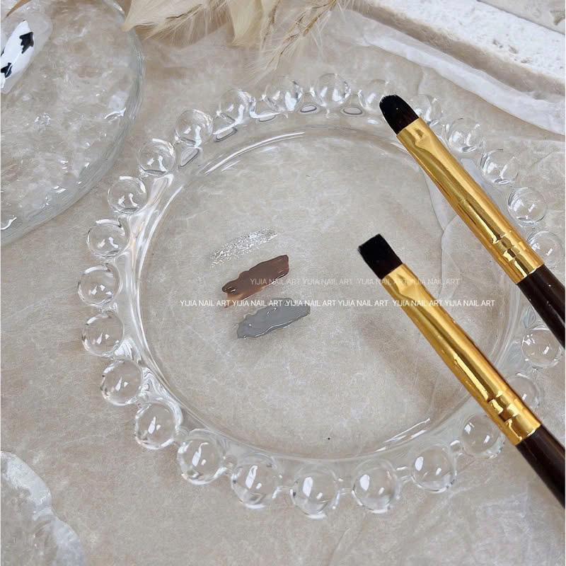 khay thủy tinh đựng trang sức dùng làm đạo cụ chụp ảnh trong suốt tán màu nail-phụ kiện nail 2