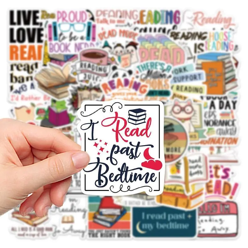 50pcs Books Letter Sticker, Creative Kawaii DIY Sticker, Self Adhesive Creative Decal for Gifts Bottle Scrapbook Phone Case Guitar 1