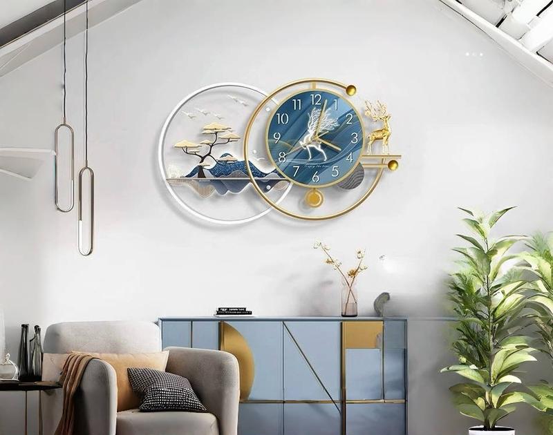 Tranh đồng hồ hươu tài lộc mẫu mới H09 Làm quà tặng tân gia trang trí nhà cừa..vv pin thiểu aa thời gian