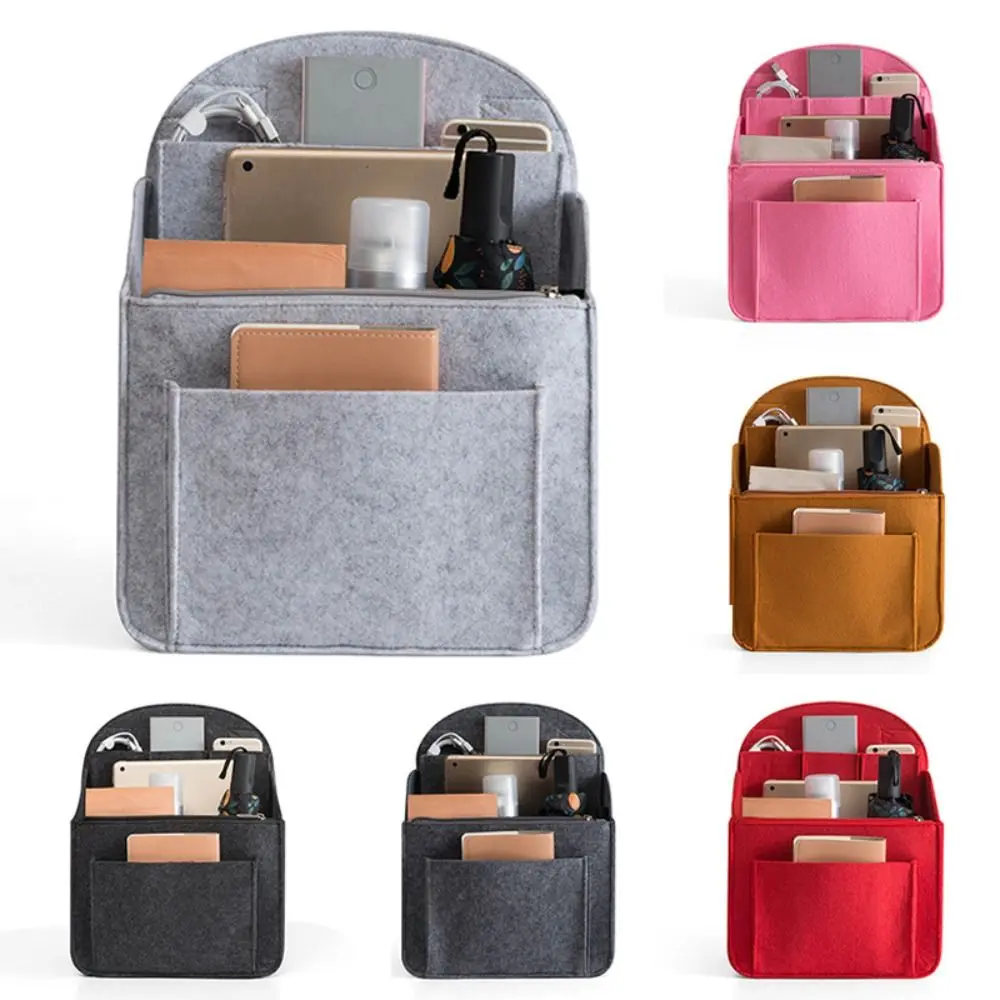 New Portable Backpack Insert Small Bag Cosmetic Bags Makeup Organizer Interior Travel Bag Divider Shoulder Bag Fit Various Bags Felt Insert Pocket