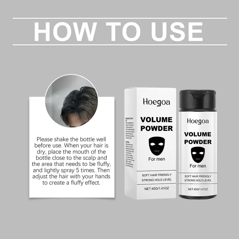 Hair Styling Powder, Quick Oil Absorption, Gentle Non-wash Hair Powder, Long Lasting Hair Styling Product for Men 5
