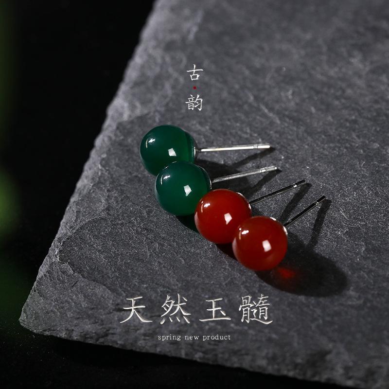 Hoa tai Chalcedony tự nhiên, Aier Yuan, Thiết kế cổ điển và đơn giản, Thích hợp cho khuyến mãi giao thông trực tiếp, Lợi ích và sự kiện, Được làm bằng Jade, Độc đáo và đơn giản 0