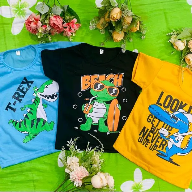 Kaos Atasan Anak-Anak Cewek-Cewek Usia 1-10 Tahun Lengan Pendek Paket Hemat 3 Pcs