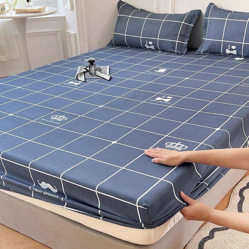 Bộ ga gối 3 món bọc đệm 2-10cm ,chất poly cotton,kích thước từ 1m-2m mẫu caro 0