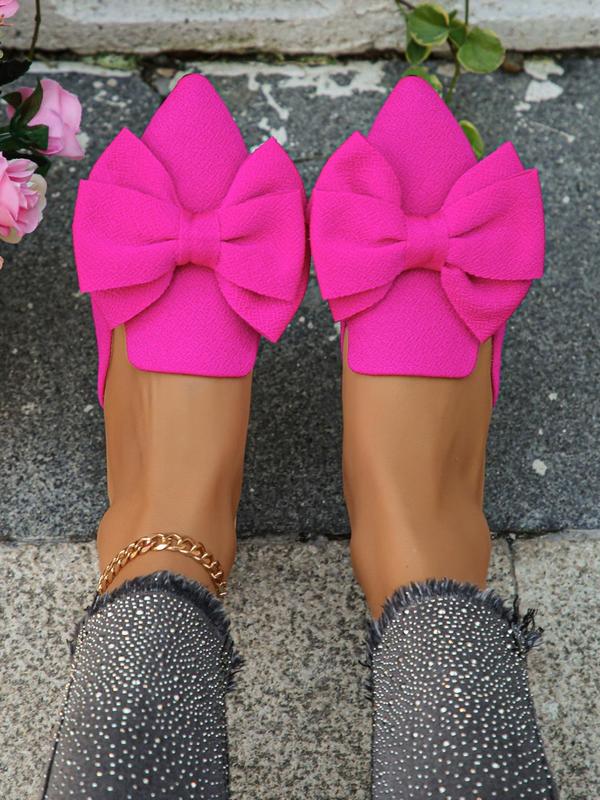 Women's Elegant Plain Bowknot Design Slip on Flats, Casual Pu Soft Comfortable Flat Shoes, Fashionable Pointed Toe Shoes for Daily Wear 5