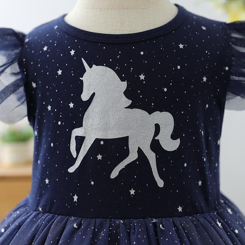 Product Introduction of Girls' short-sleeved Unicorn Dress - kid's Lolita skirt Korean version of Dream Children's Princess dress 3