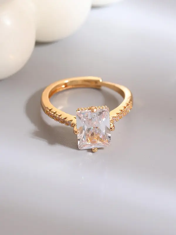 Elegant Square Shaped Zirconia Ring, Fashion Jewelry for Party, Daily Clothing Decor, Trendy All-match & Exquisite Jewelry for Birthday Gift 2