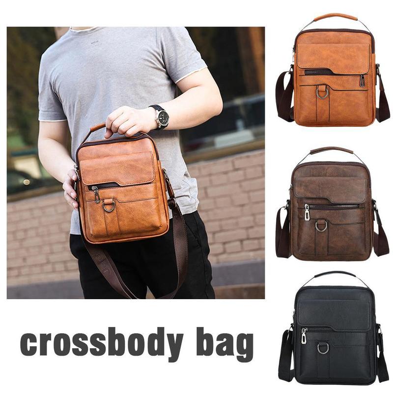 Product Introduction of Men's Messenger Bag Casual Vintage PU Leather Crossbody Handbag Adjustable Shoulder Strap Men's Briefcase Backpack 20