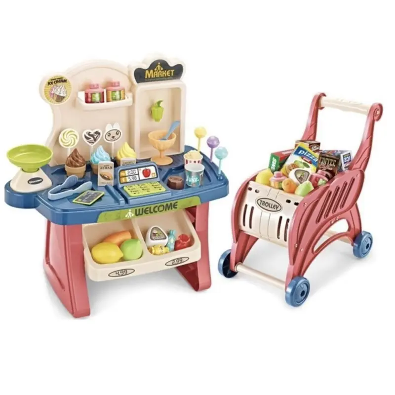 Đồ chơi Siêu Thị Kèm Xe Đẩy cho Bé (40 Chi Tiết) - Quầy Bán Kem Mini Toy 0