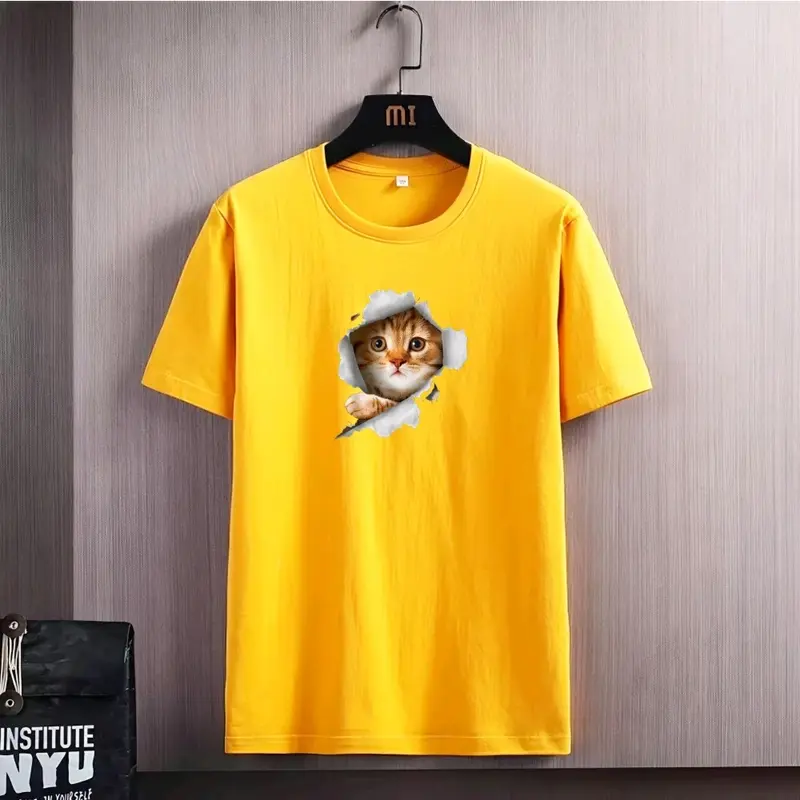 Kaos 3D Dewasa Pria Wanita Kaos Distro Kucing 3D Baju Oblong Lengan Pendek  Motif Sablon Digital Nyaman Lembut  Keren Katun Panjang 6