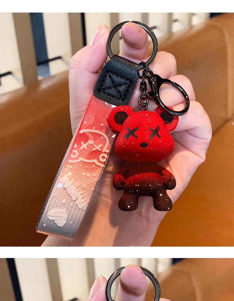 Product Introduction of Creative Starry Sky Color Changing Bear Keychain Wholesale Fashion Couple Car Key Chain Female Exquisite Ins Handbag Pendant 3