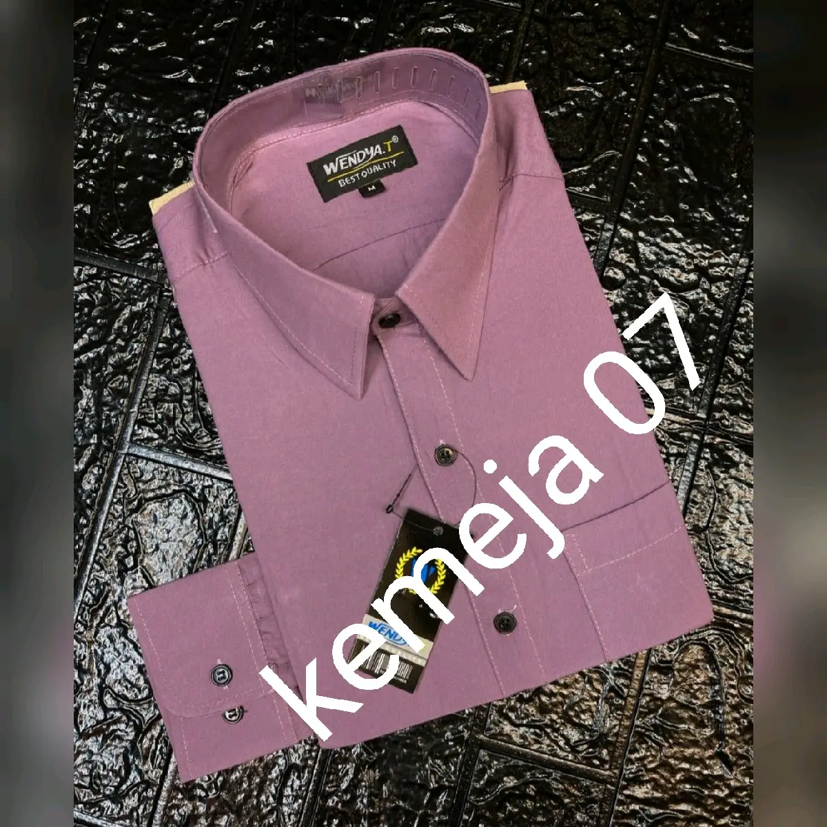 kemeja polos pria lengan panjang reguler formal ungu taro