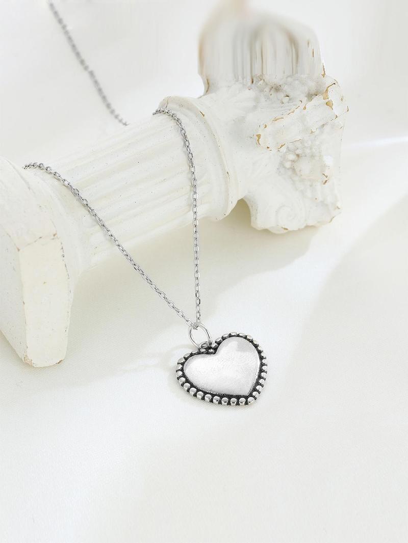 Product Introduction of 925 Sterling Silver Vintage Heart Shaped Pendant Necklace for Women, Fashion Jewelry for Party, Daily Decor, Trendy All-match & Exquisite Jewelry for Birthday Gift 4