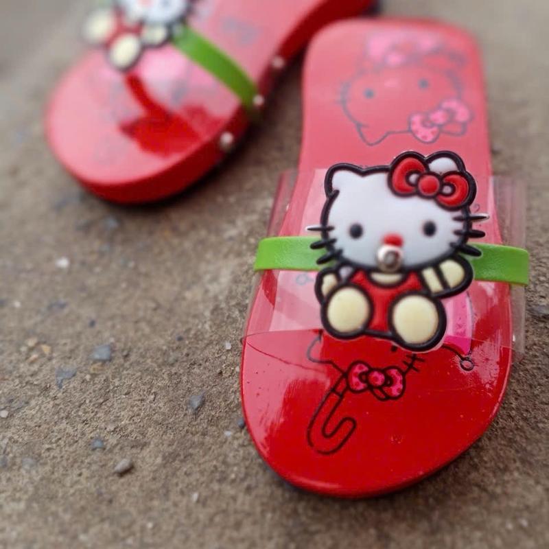 Dép guốc gỗ mộc cho bé gái nền màu phối quai bông mèo Voi Sandal Dép Sandal