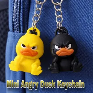 Mini Angry Duck Keychain – Gantungan Bebek 3D Print PLA+ (Kuning/Hitam)