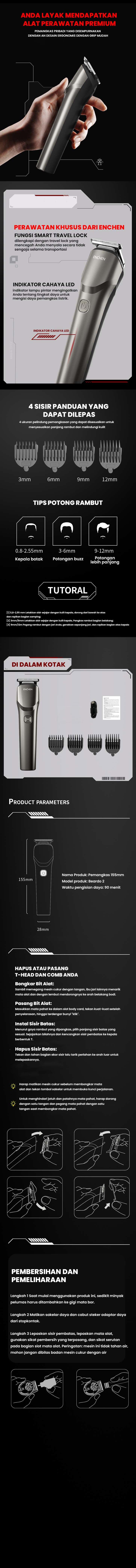 Product Introduction of ENCHEN Beardo 2 Smart Trimmer Electric Shaver Type-C 5W 1200mAh Alat Cukur Elektrik Rambut Jenggot 33