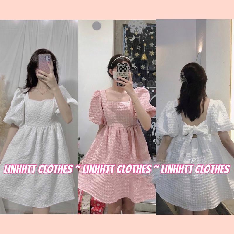ĐẦM BABYDOLL GẤM XỐP CỔ VUÔNG XOÈ THẮT NƠ LƯNG CÓ ĐỆM MÚT Nữ Dress