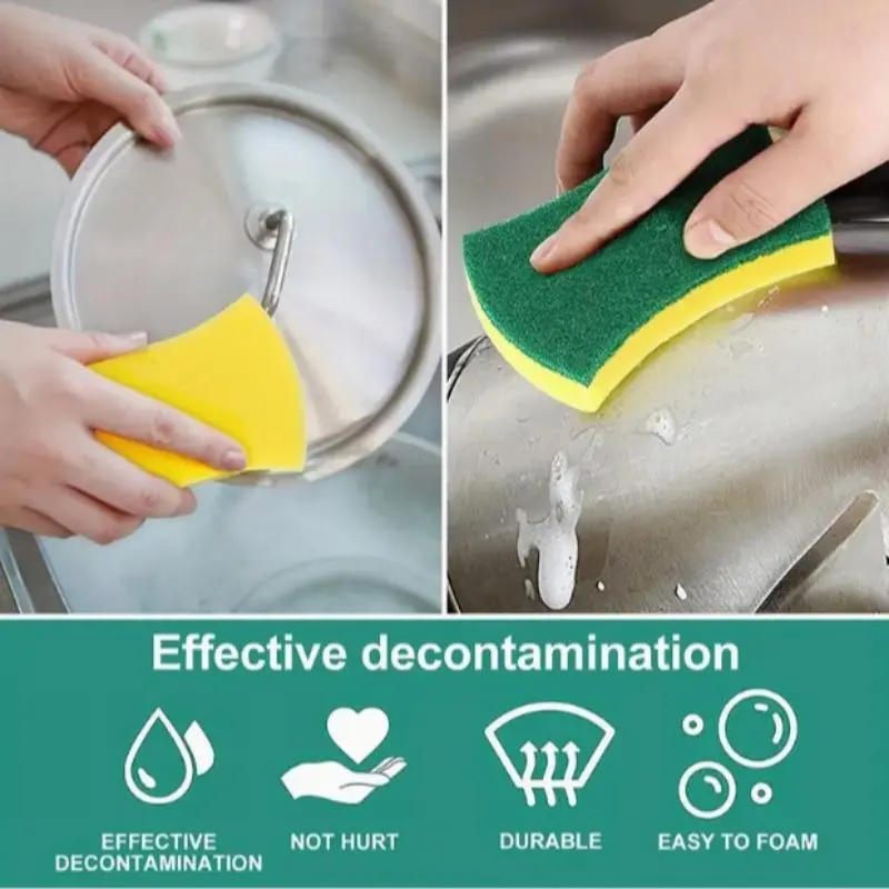 Kitchen Cleaning Sponge, 5/10pcs Modern Home Double Sided Dish Washing Sponge, Scouring Pad, Kitchen Accessories Sponges for Washing Dishes, Household Cleaning Sponge for Pan & Pot, House Cleaning Tools, Sweets Gifts for Men 3