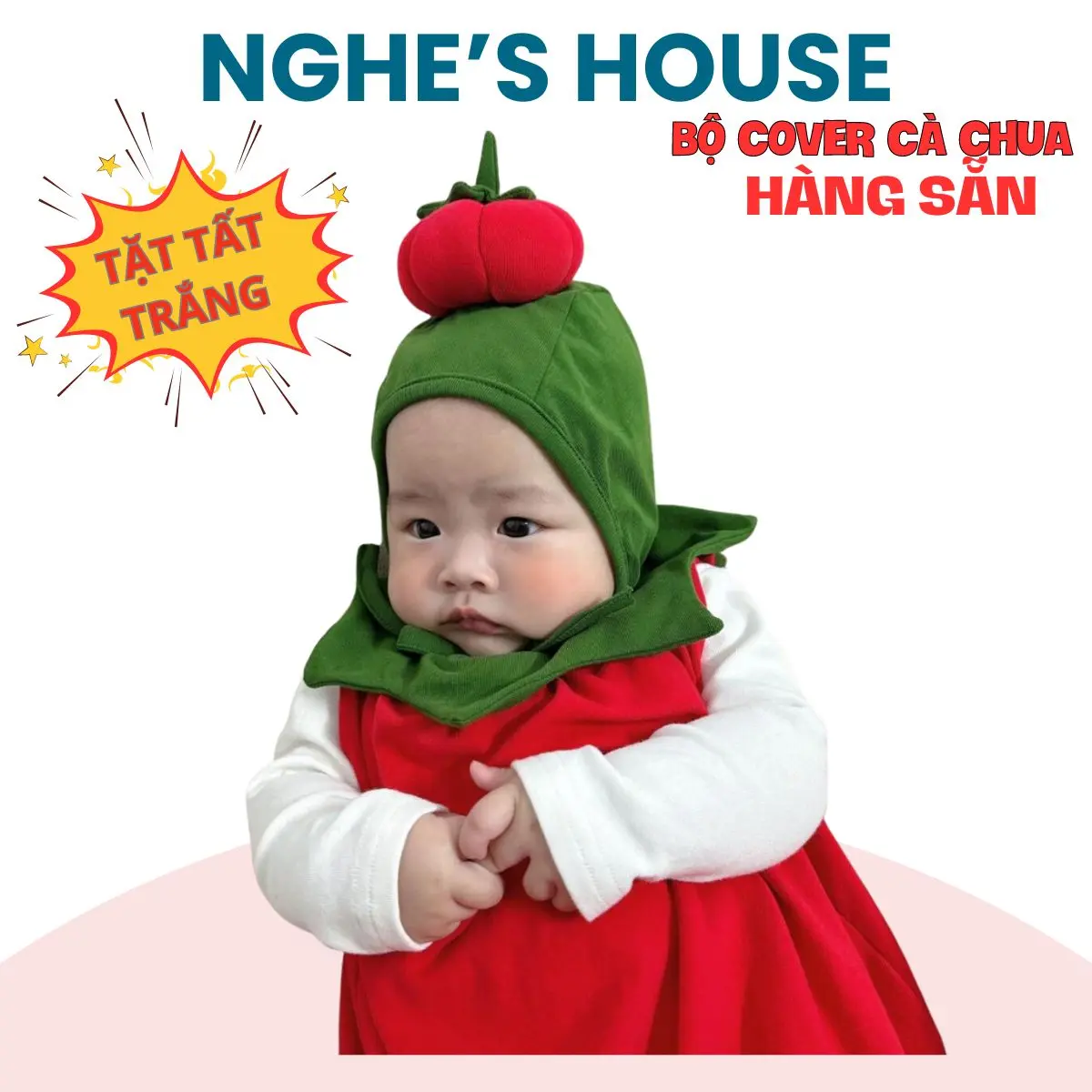 Bodysuit Cà Chua Đỏ Kèm Mũ Cover Fom Rộng Chất Thun Dành Cho Bé Trai Bé Gái