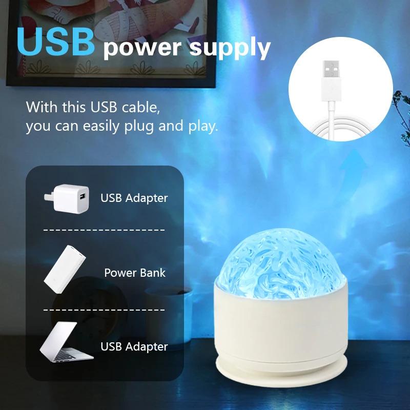 Đèn Ngủ Chiếu Hình RGB, Đèn Máy Chiếu Sóng, Đèn Nước Dần, Có Điều Khiển Từ Xa, Thích Hợp Cho Gia Đình, Phòng, Tiệc Tùng, Trang Trí Giáng Sinh, Ánh Sáng 3