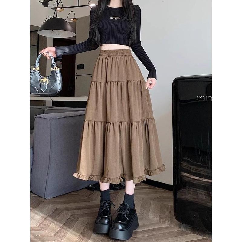 Váy Ren, Thiết Kế Đẹp, Cạp Cao, Che Béo, Dài Trung Bình Váy Chữ A, Xếp Ly, Váy Đầm Bánh Ngọt, Thích Hợp Cho Mùa Thu Và Mùa Đông, Hàng Mới Về 5