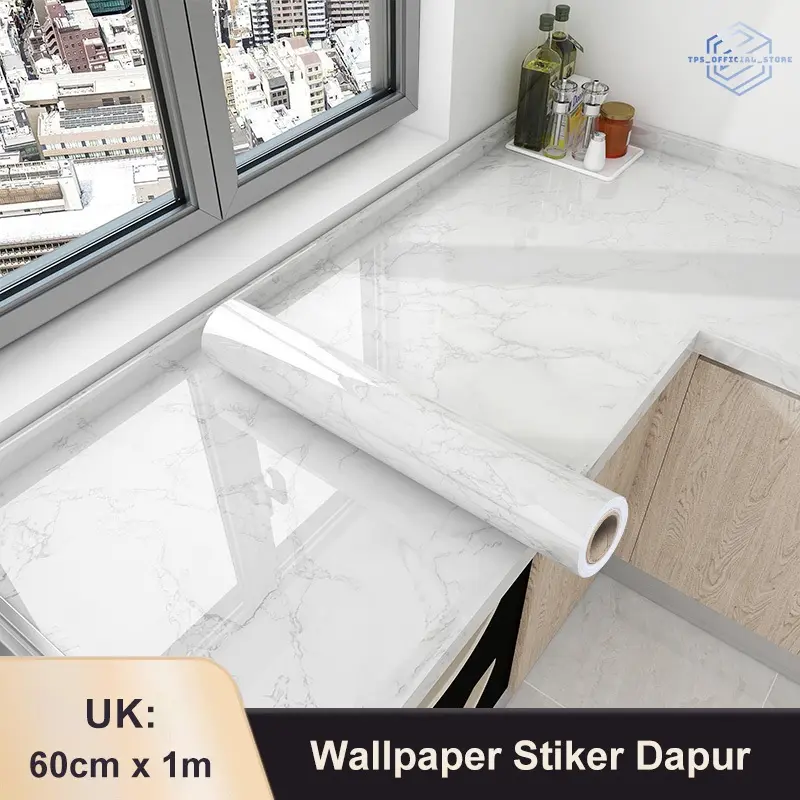 Wallpaper Stiker Dapur/Wallpaper Dinding [60CM*100CM]  Api Motif Marmer Marble/Kamar Mandi Anti Air Minyak