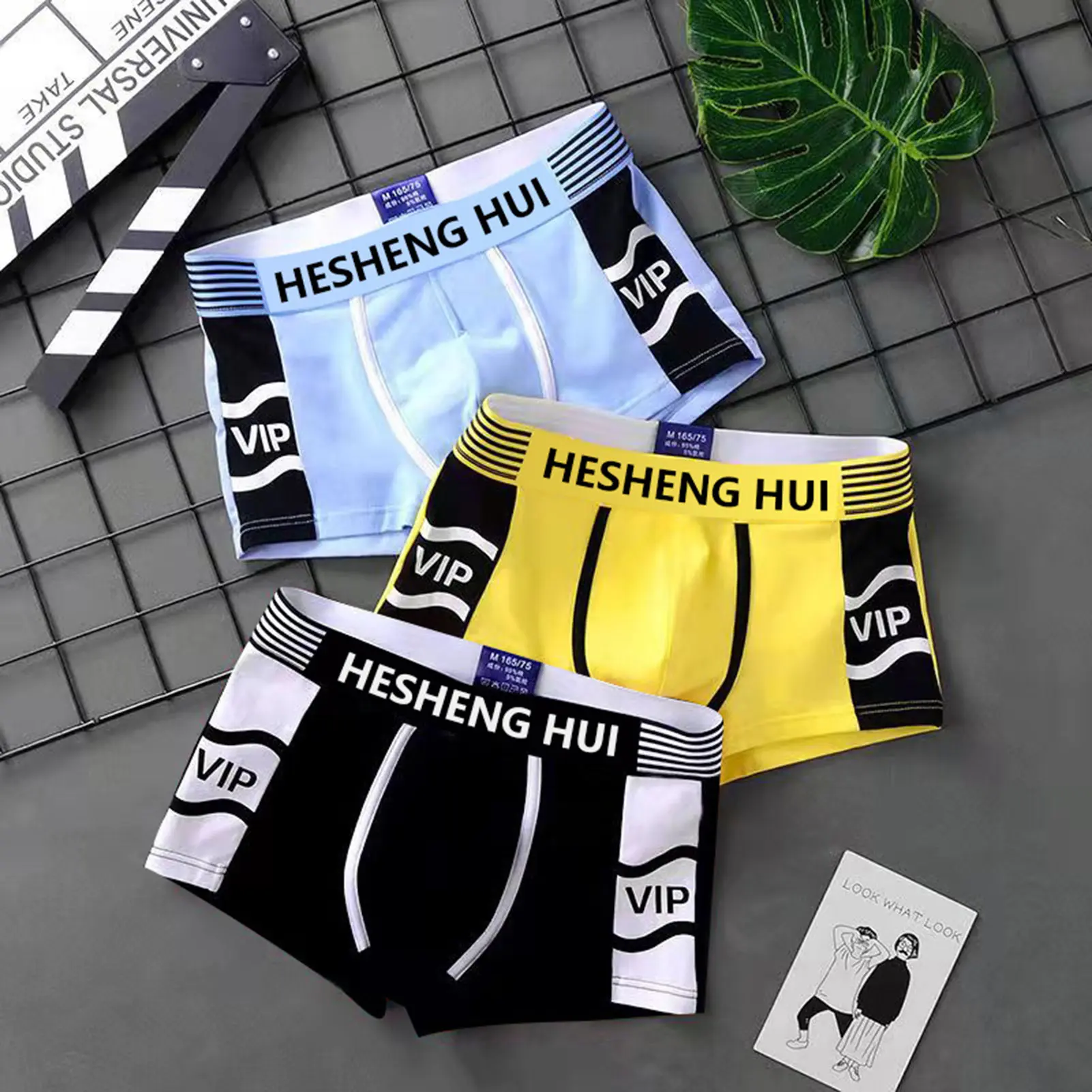 Men Boxers Elastic Mid Waist Contrast Color Letter Print U Convex Soft Breathable Moisture Wicking Slim Fit Boxer Shorts Men Intimate Clothing
