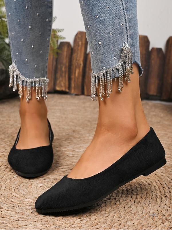 Women's Fashionable Solid Color Pointed Toe Slip on Loafers, Casual Comfortable Breathable Flat Shoes for Daily Wear, Lightweight Breathable Shoes for All Seasons, Girl 7