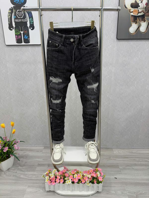 Quần Jean Dài Nam Mã R3346 Form Slimfit Màu Xám Đậm Wash Bạc Phối Rách Thời Trang - Menswer Pants Denim 0