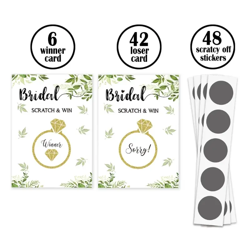 HEHUS ridal Shower Scratch Off Game Card Set Multipurpose Decoration Supplies for Children Girl Boys Birthday Wedding Card