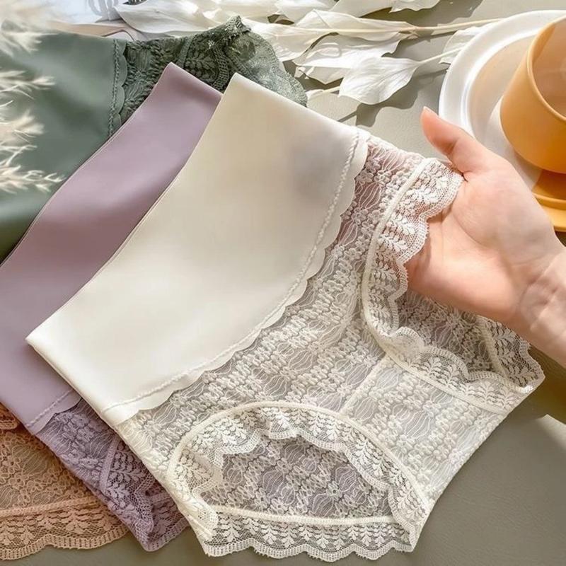 Combo 10 Quần lót nữ cạp cao ren hoa cạp su cao cấp  chất mềm mịn thoáng mát không lo ngứa ngáy  ( có tách lẻ 5 quần ) Cotton 5