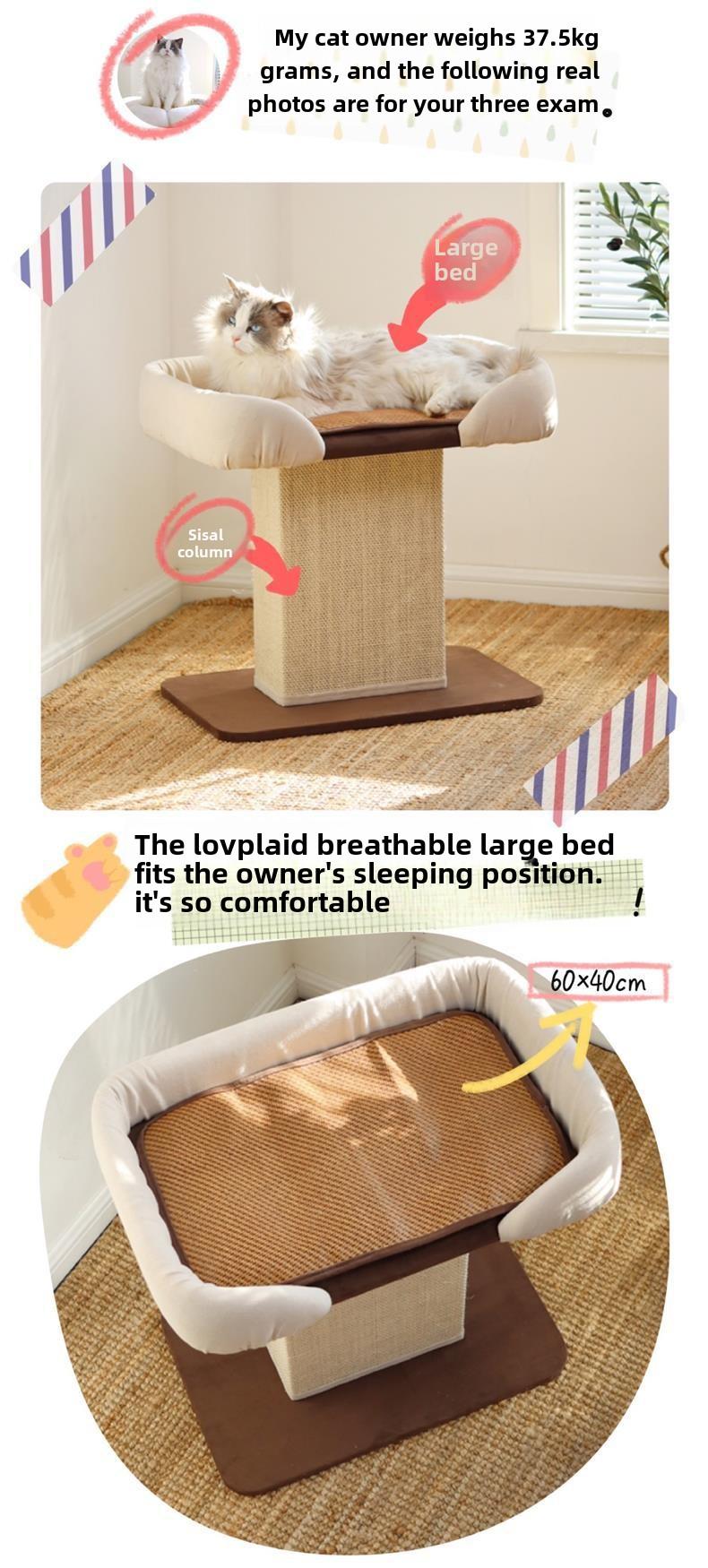 Product Introduction of Trendy Cat Bed and Tree, All-in-One Cat Climbing Frame, Year-Round Use, Suitable for Ragdolls and Maine Coons, Plush Sofa Bed for Large Cats, Sisal Scratching Toy 0