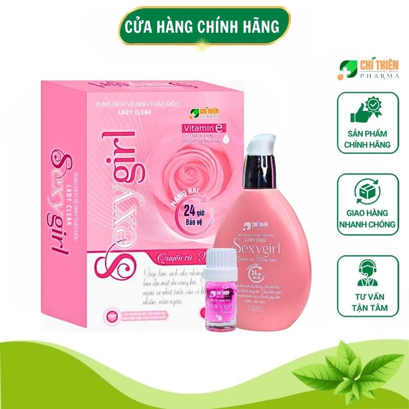 ( Tặng Nước Hoa Mini ) Dung Dịch Vệ Sinh Phụ Nữ Thảo Mộc Trầu Không Hoa Hồng Sexy Girl Lady Clear Chí Thiện Pharma 120ml Ddvs Hỗ Trợ Khử Mùi Hôi Hết Ngứa Khí Hư