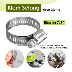 Klem Selang Stainless Steel Ukuran 7/8 Inchi / Hose Clamp Cincin Selang Pipa Stainless Steel / 7/8" inch ( 12-23 mm ) / Klem Selang Air Cincin