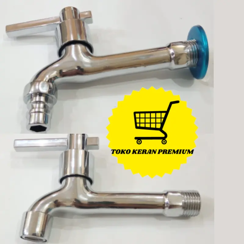 Kran Air Wastafel Panjang Stainless Steel Tembok Cabang Rumah Dapur Wc Cucut Saringan Sambungan Minimalis 1