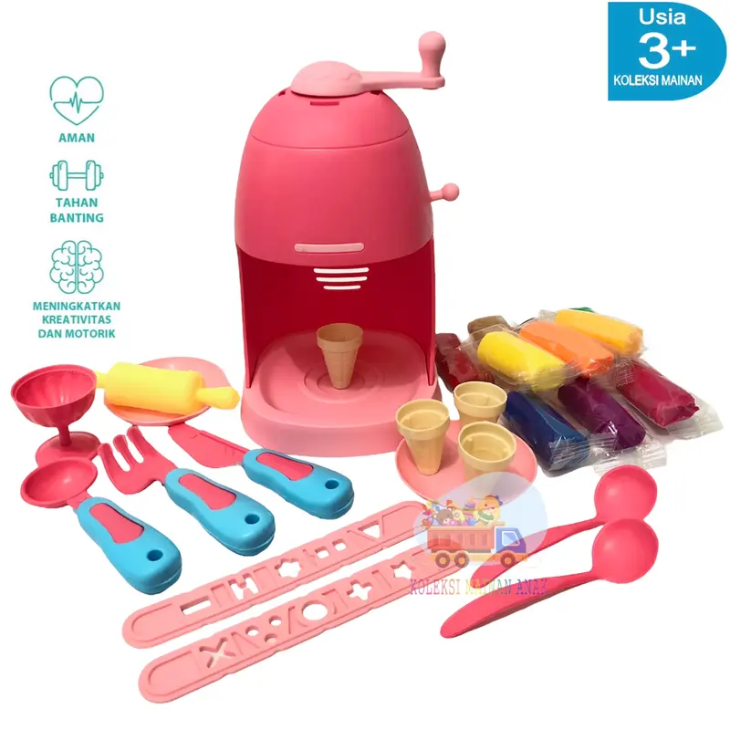 Mainan Edukasi Anak Cetakan Lilin Ice Cream Play Fun Doh Machine Color Ice Cream Playdoh Fundoh Set 0
