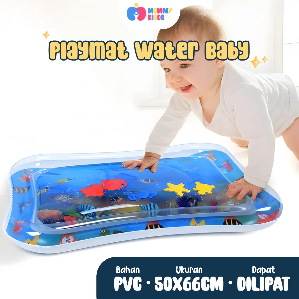 MOMMYKIDDO - ( Free Inflator ) Matras Air Bermain Bayi Mainan Sensorik Matras Tummy Time Bayi Dengan Motif Hewan